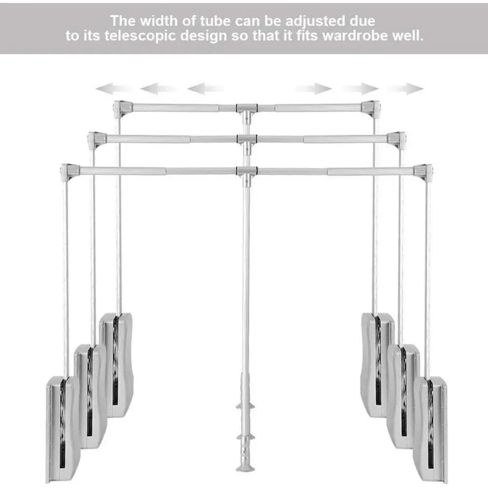Pull Down Closet Rod, Adjustable 35-47 Inch, Silver